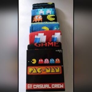 Pac-Man Atari Retro Gaming Socks 6 Pair Men Size 8-12 Crew Socks Bioworld New D